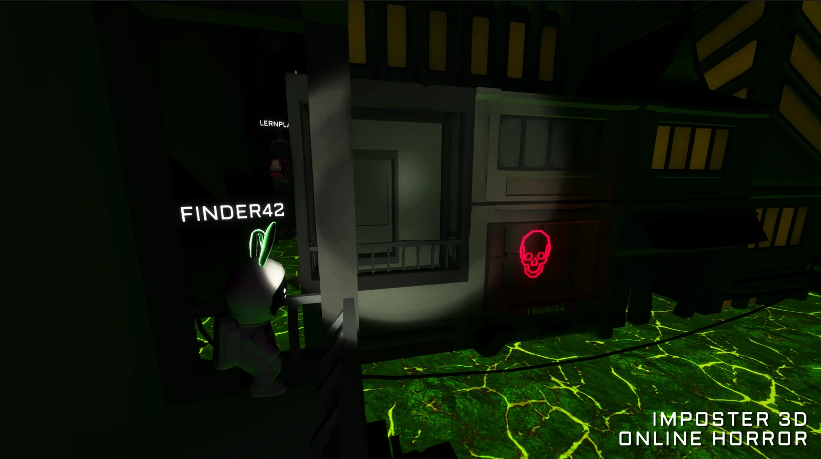 Imposter 3D: Online Horror — astronaut on a narrow ledge above glowing green lava